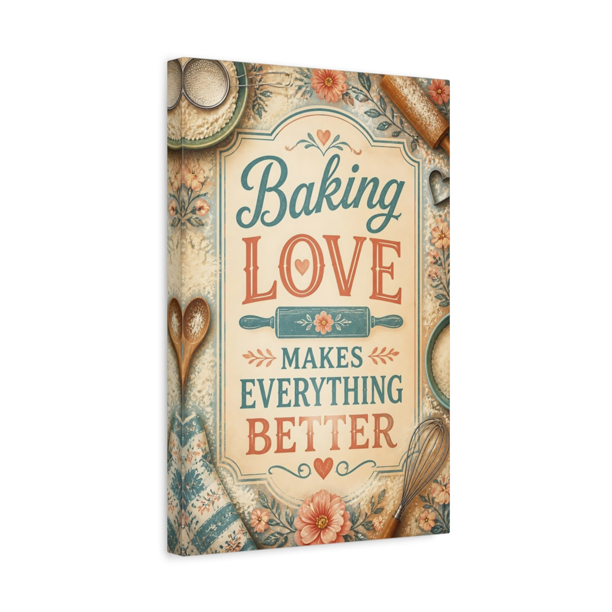 Side Mockup 4. Baking Love Quote shown as canvas print