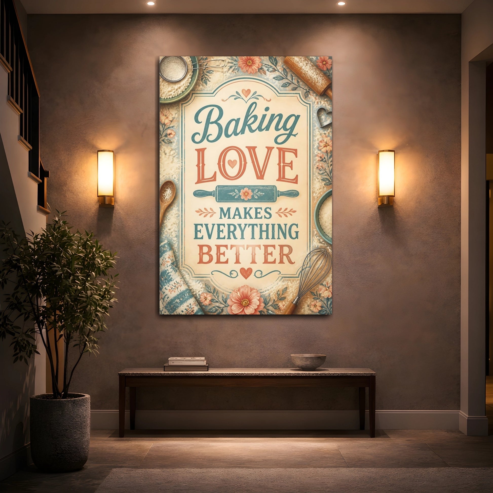 Mockup 2. Baking Love Quote shown as canvas print