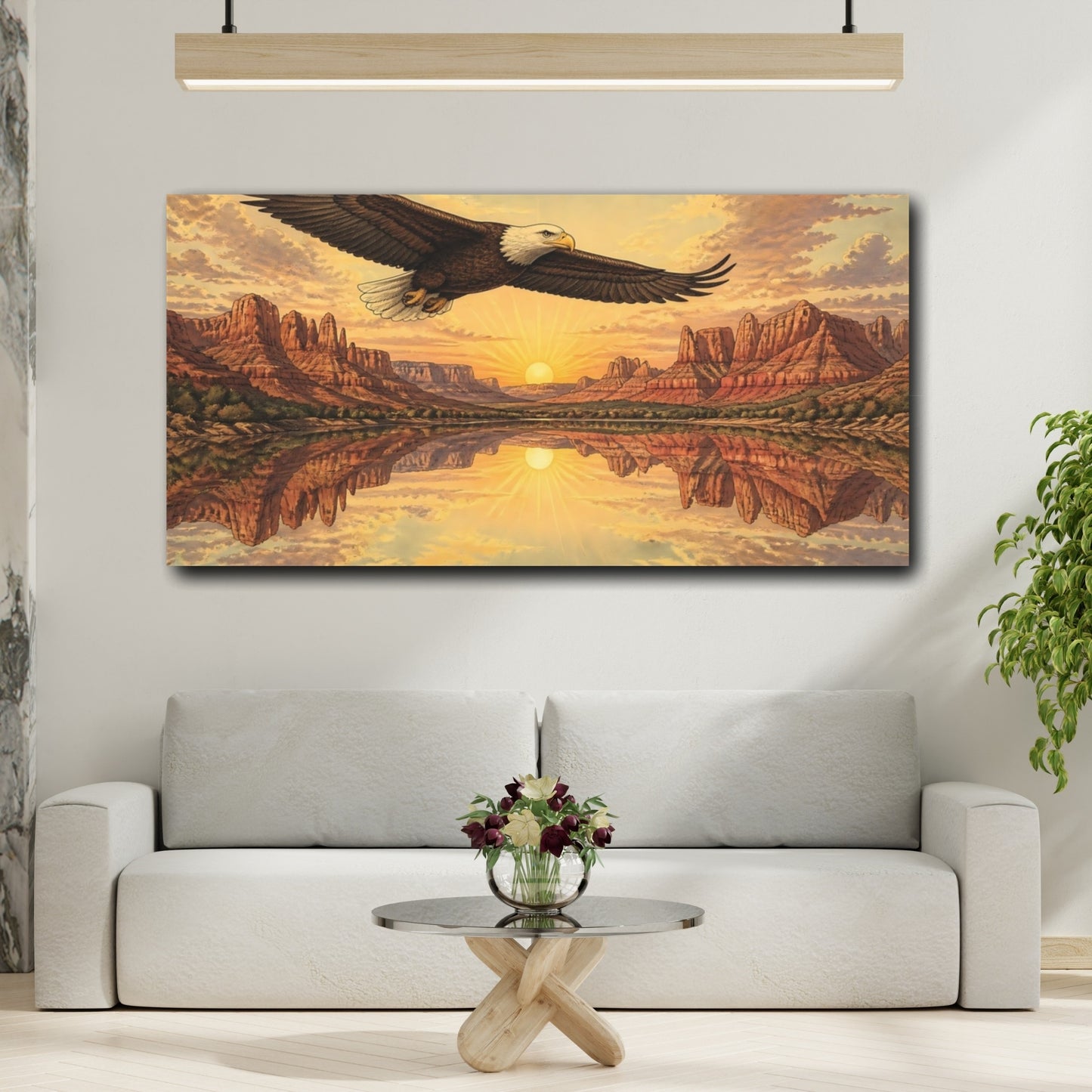 Mockup 2. Bald Eagle Animals Sunrise shown as canvas print