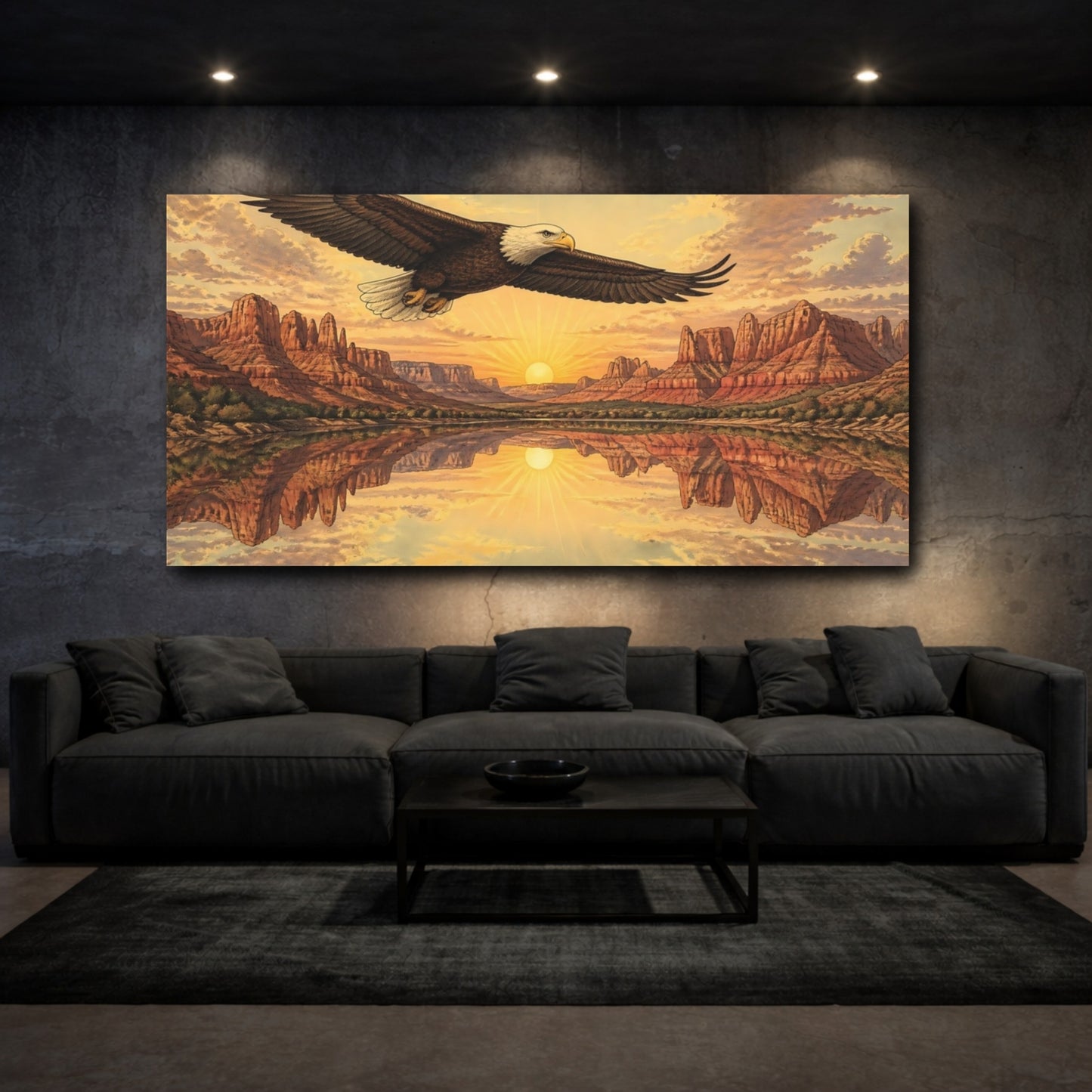 Mockup 3. Bald Eagle Animals Sunrise shown as canvas print