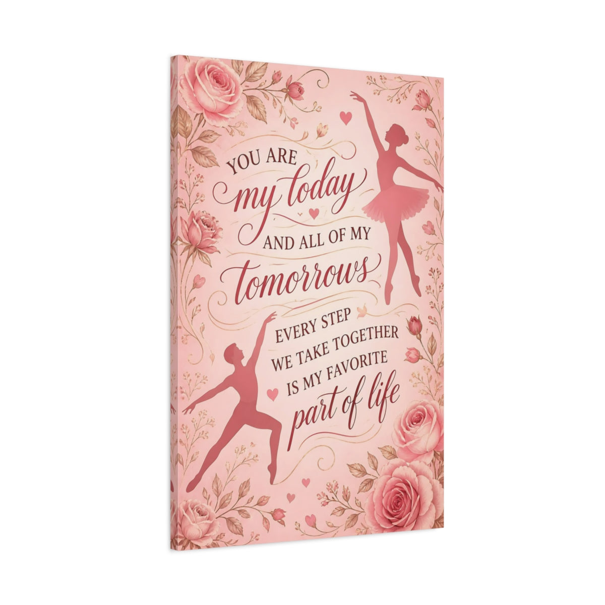 Main Mockup. Ballet Quote With Roses shown as canvas print