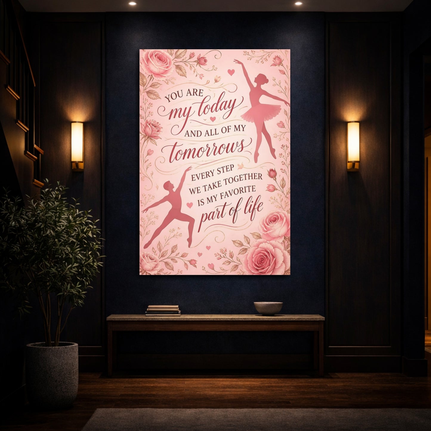 Mockup 4. Ballet Quote With Roses shown as canvas print