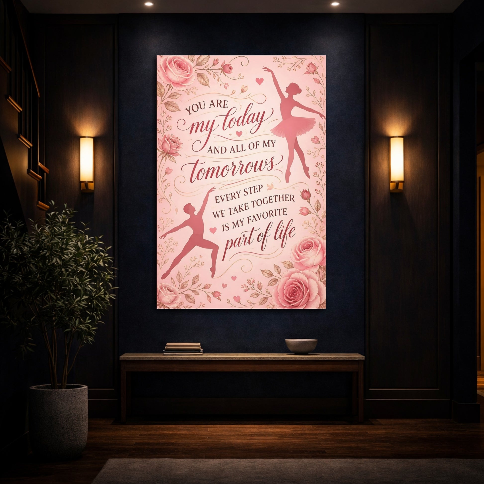 Mockup 4. Ballet Quote With Roses shown as canvas print