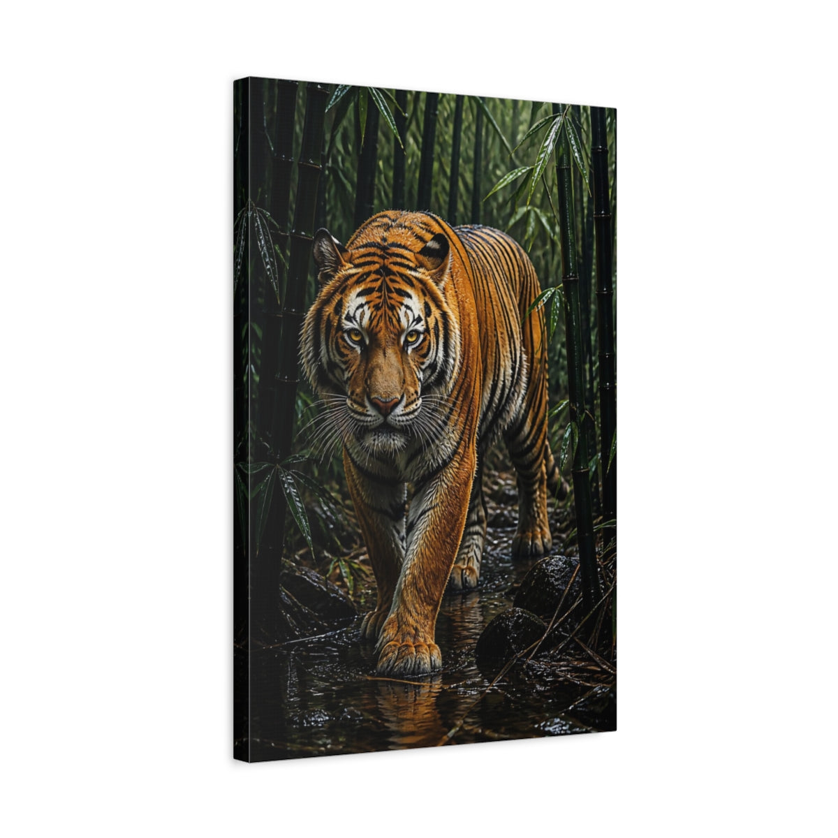 Side Mockup 3. Bamboo Tiger Animals shown as canvas print