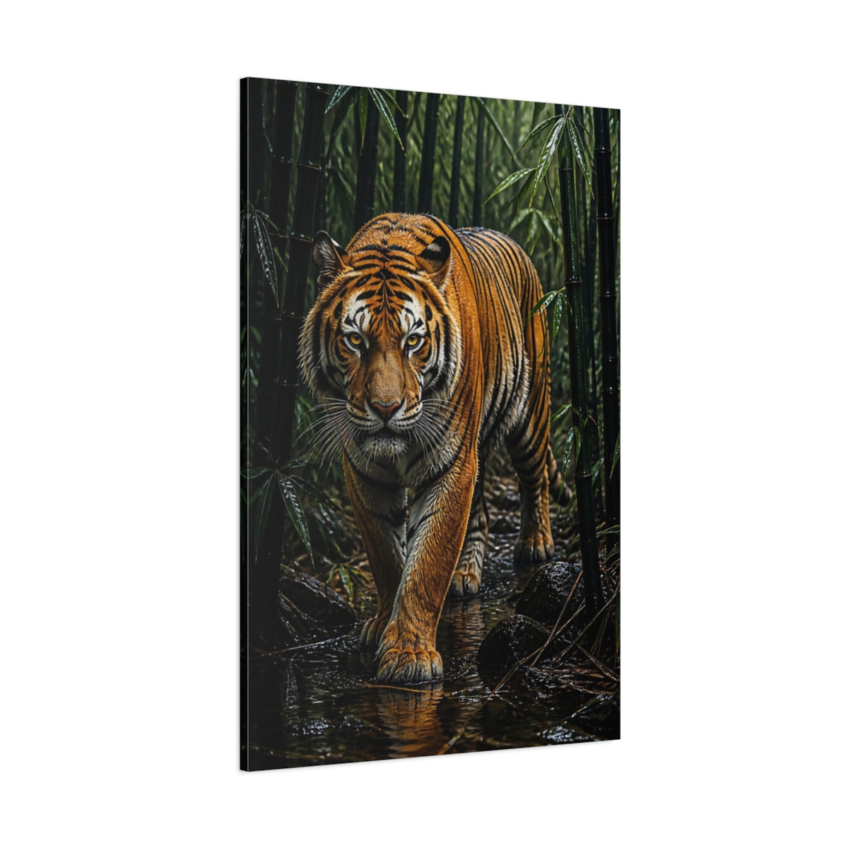 Side Mockup 1. Bamboo Tiger Animals shown as canvas print