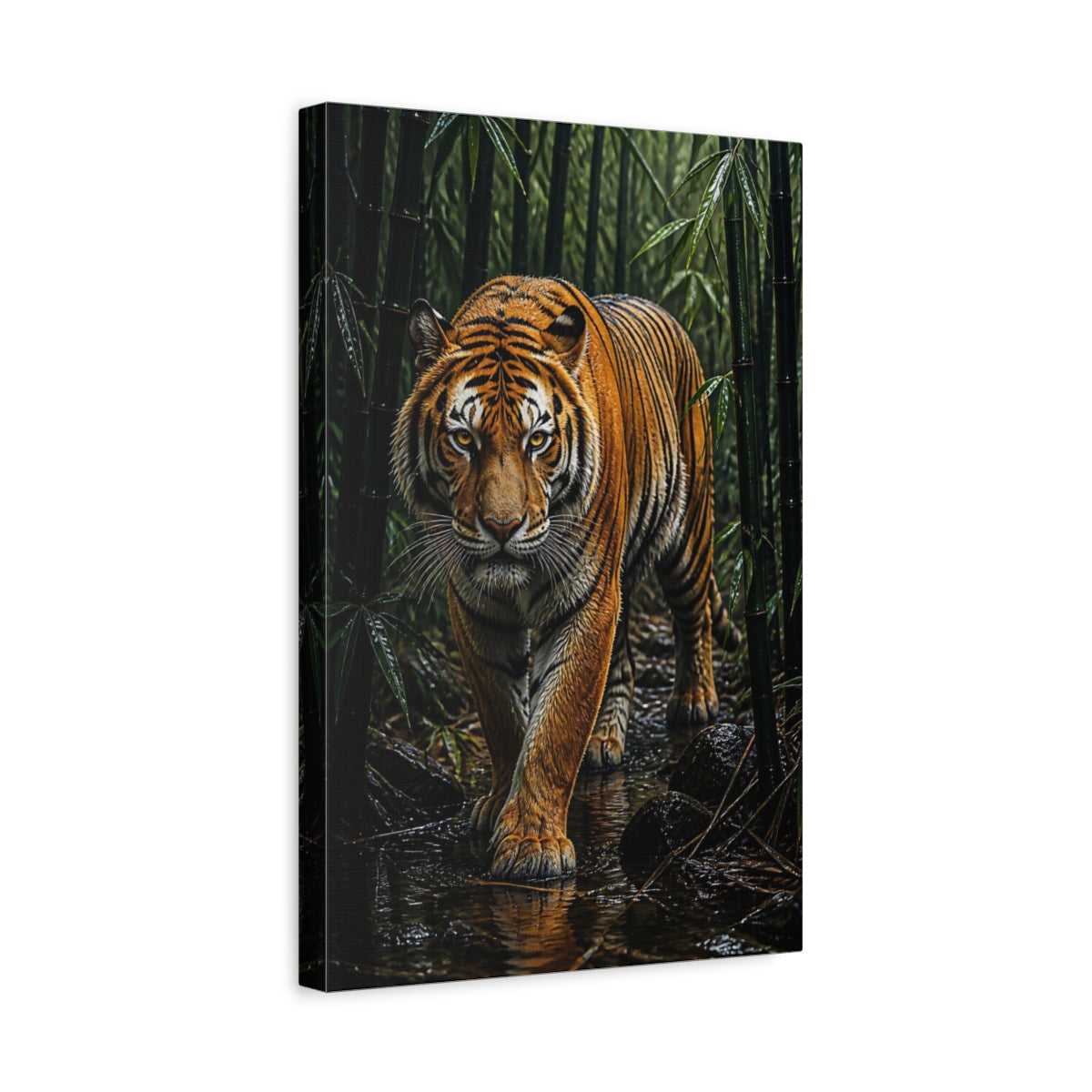 Side Mockup 4. Bamboo Tiger Animals shown as canvas print