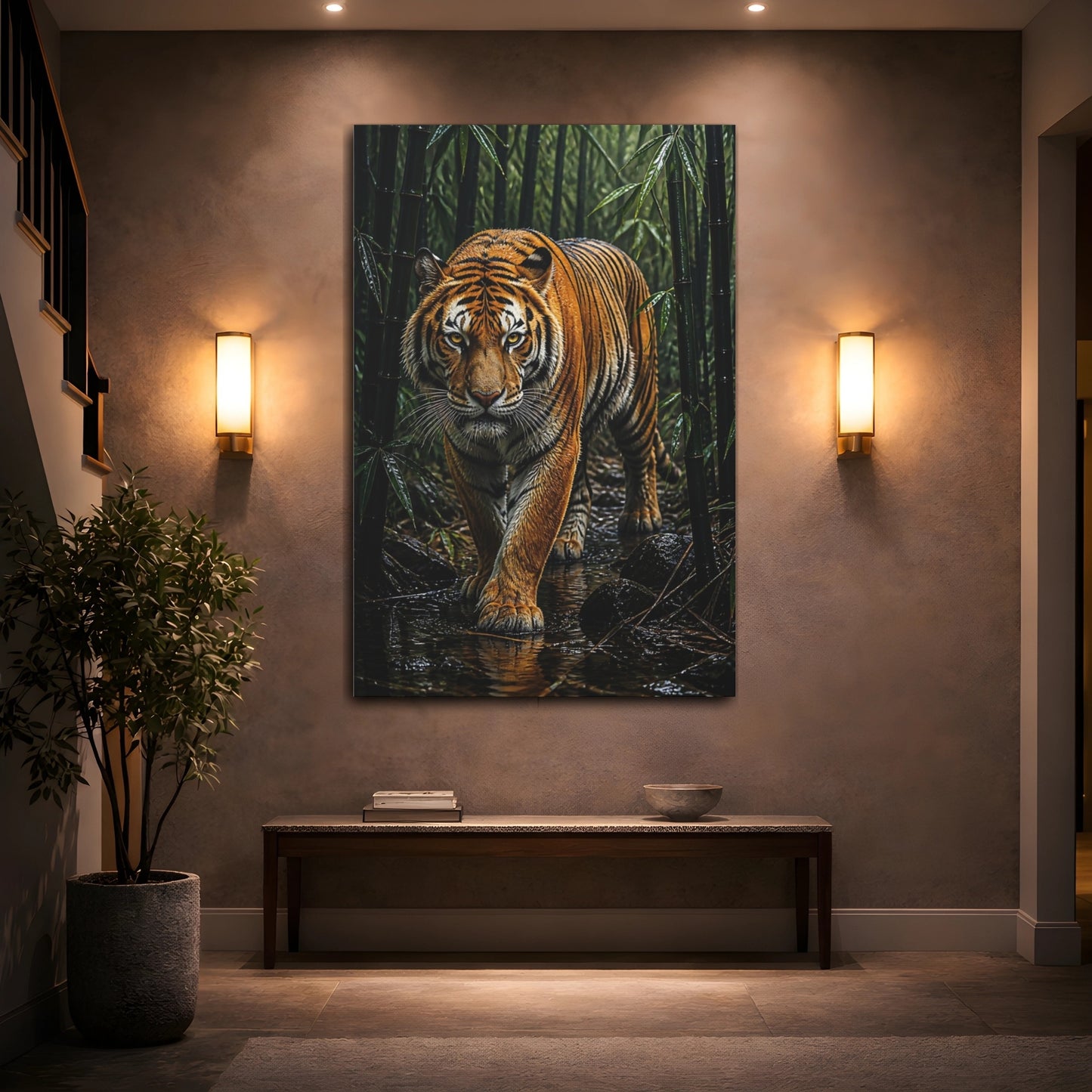Mockup 2. Bamboo Tiger Animals shown as canvas print