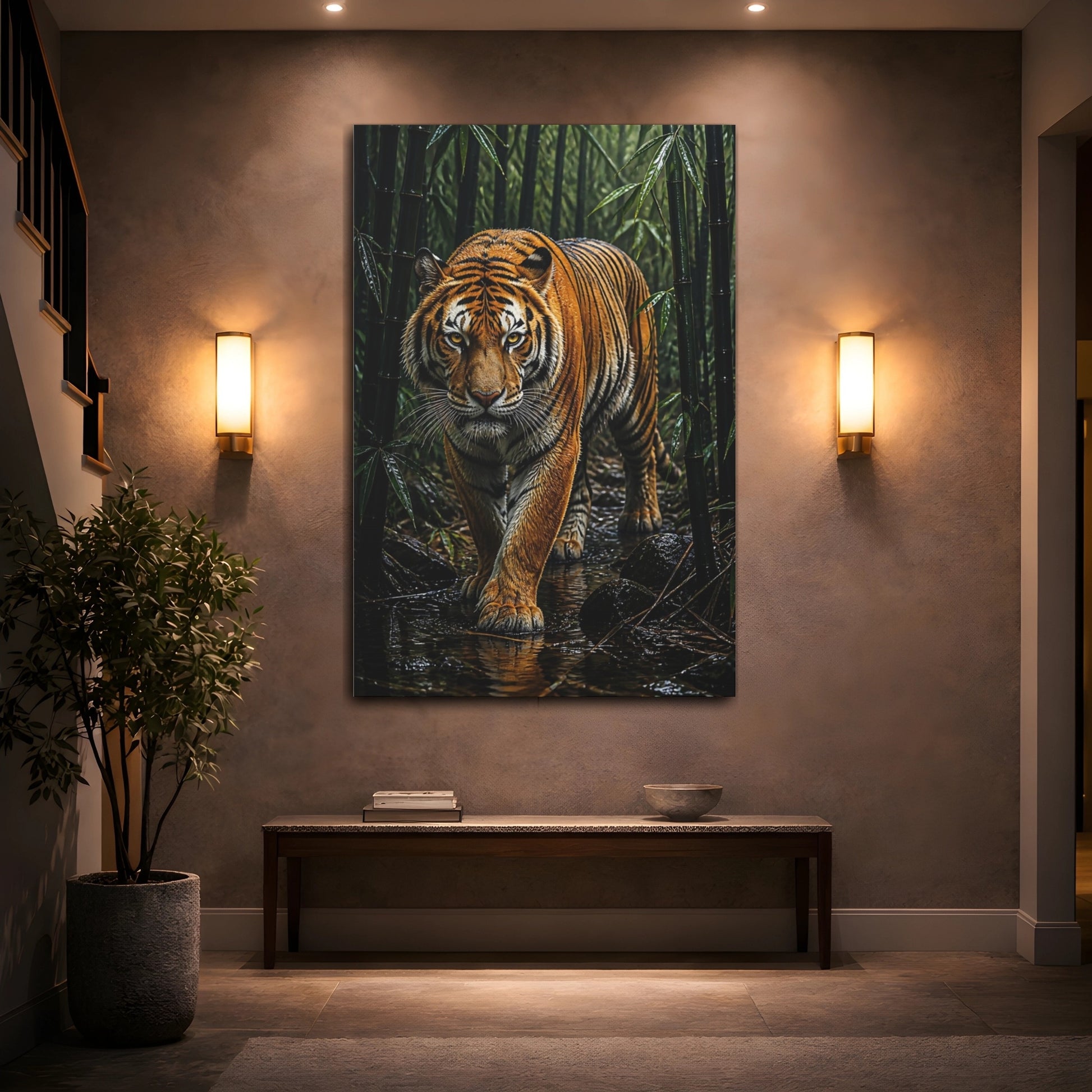 Mockup 2. Bamboo Tiger Animals shown as canvas print