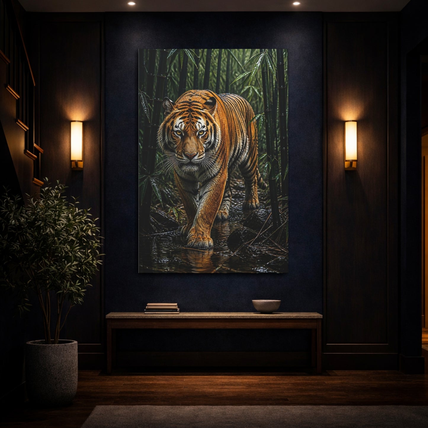 Mockup 4. Bamboo Tiger Animals shown as canvas print