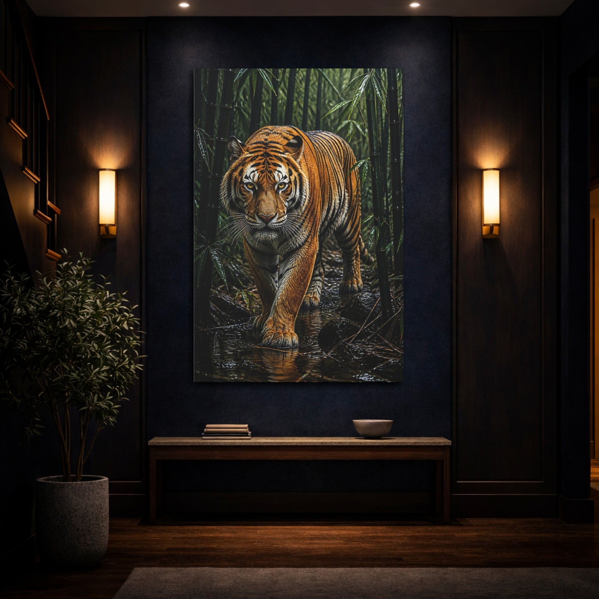 Mockup 4. Bamboo Tiger Animals shown as canvas print