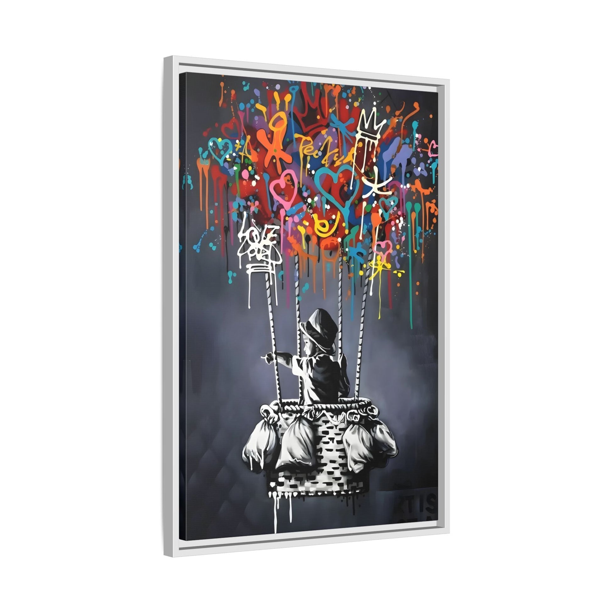 Banksy Child with Balloons Canvas Wall Art Print - Street Splendor Urban Graffiti Prints