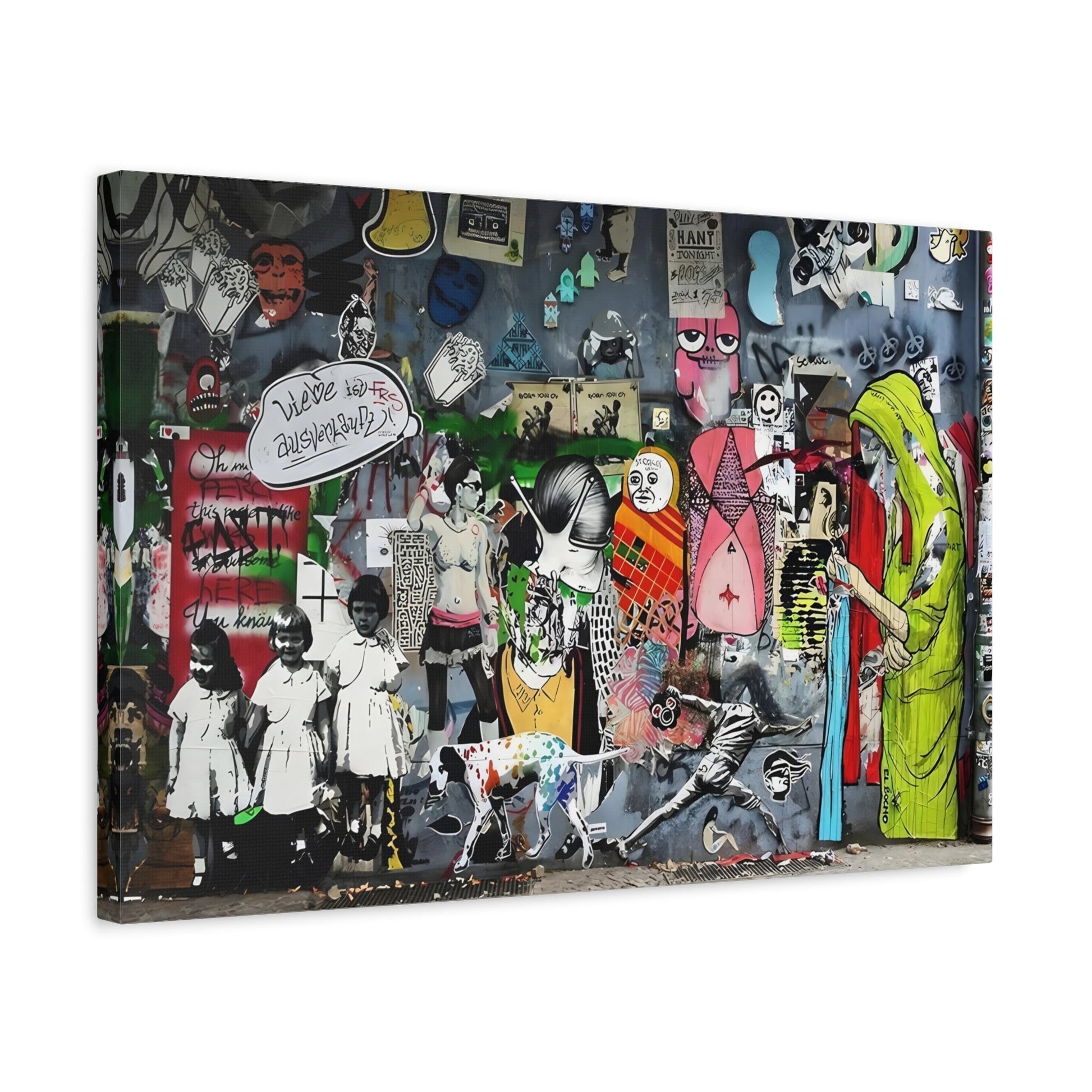 Banksy Wall Art Canvas Print - Street Graffiti Painting Style for Living Room