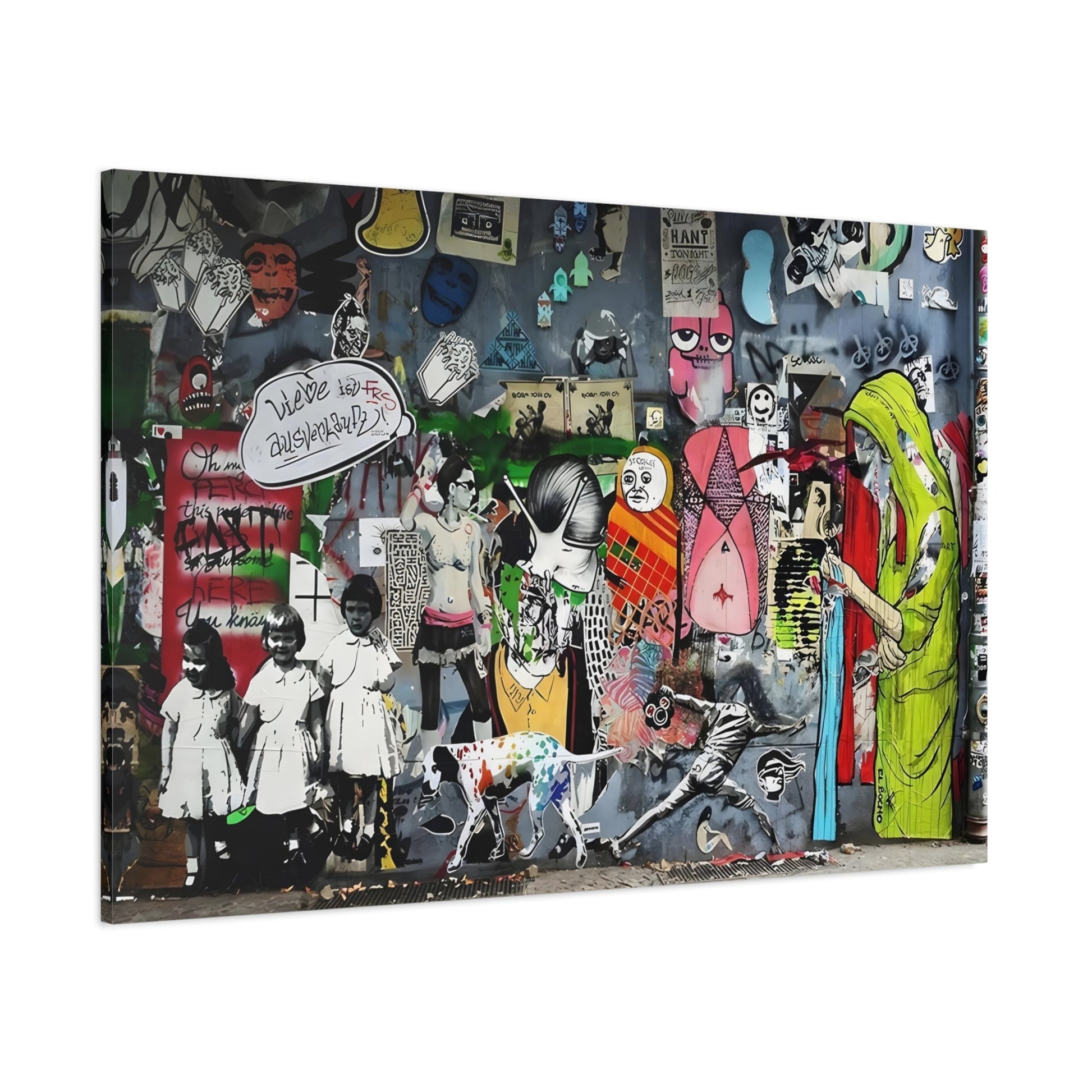 Banksy Wall Art Canvas Print - Street Graffiti Painting Style for Living Room