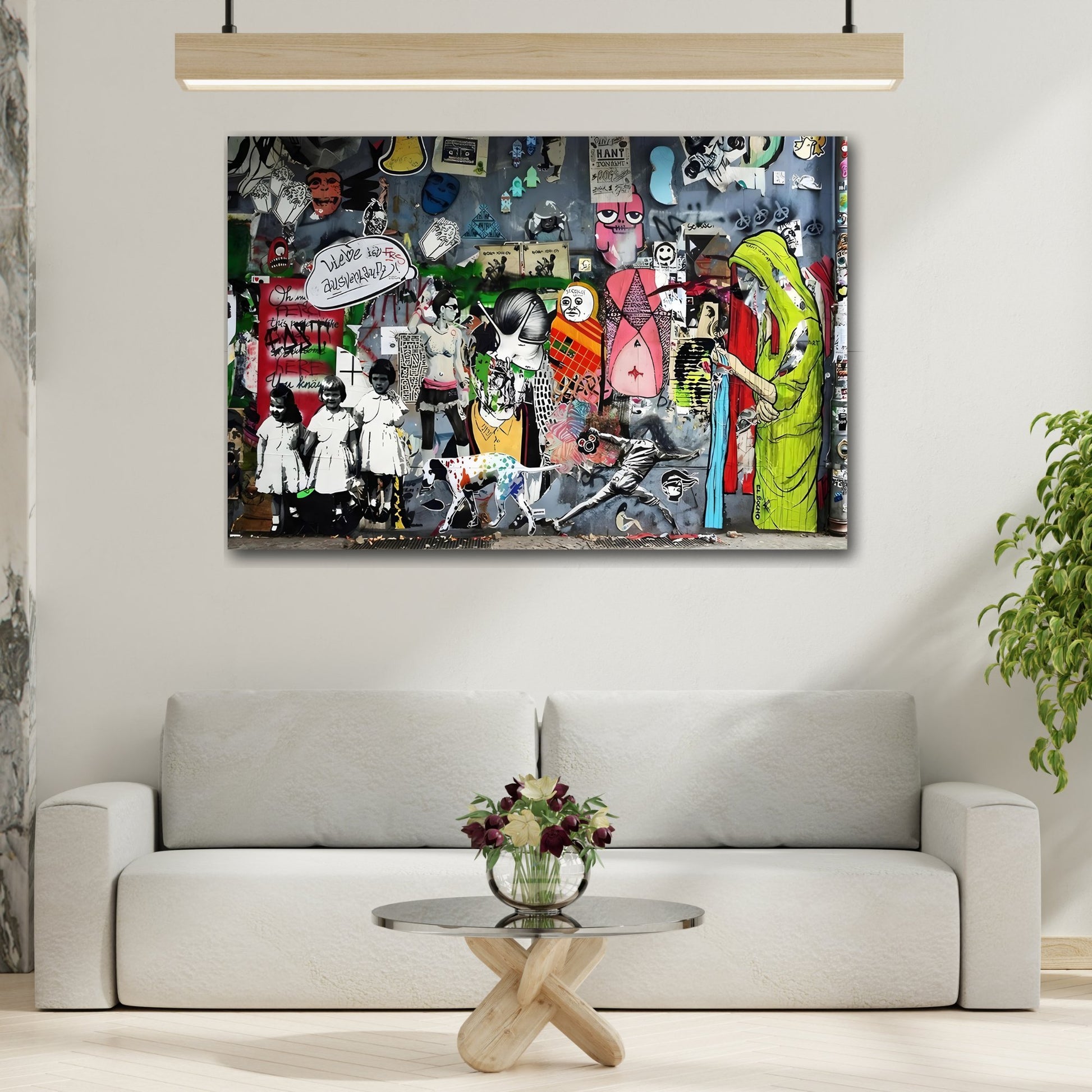 Banksy Wall Art Canvas Print - Street Graffiti Painting Style for Living Room