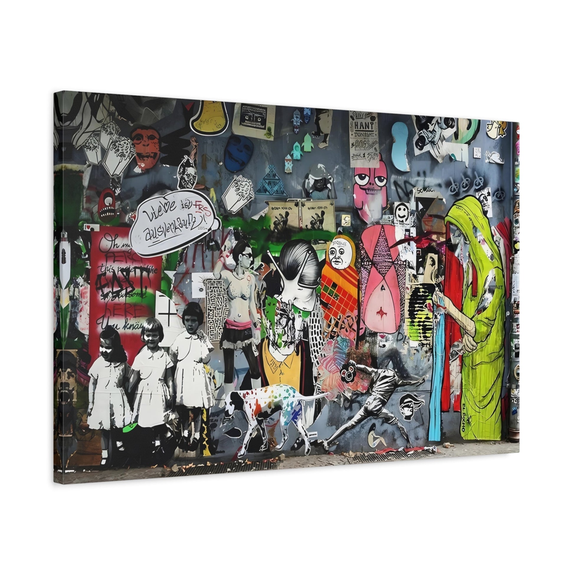 Banksy Wall Art Canvas Print - Street Graffiti Painting Style for Living Room