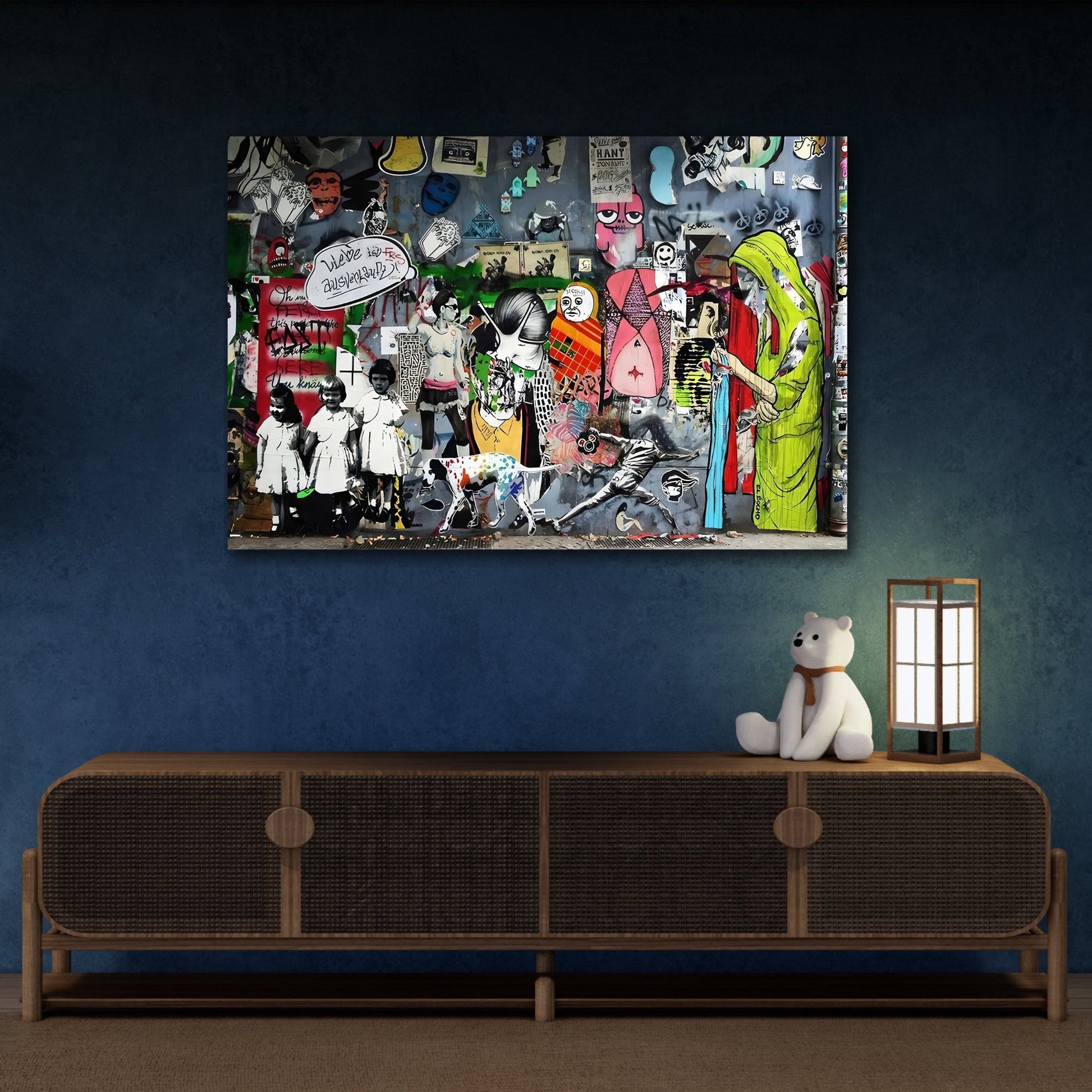 Banksy Wall Art Canvas Print - Street Graffiti Painting Style for Living Room