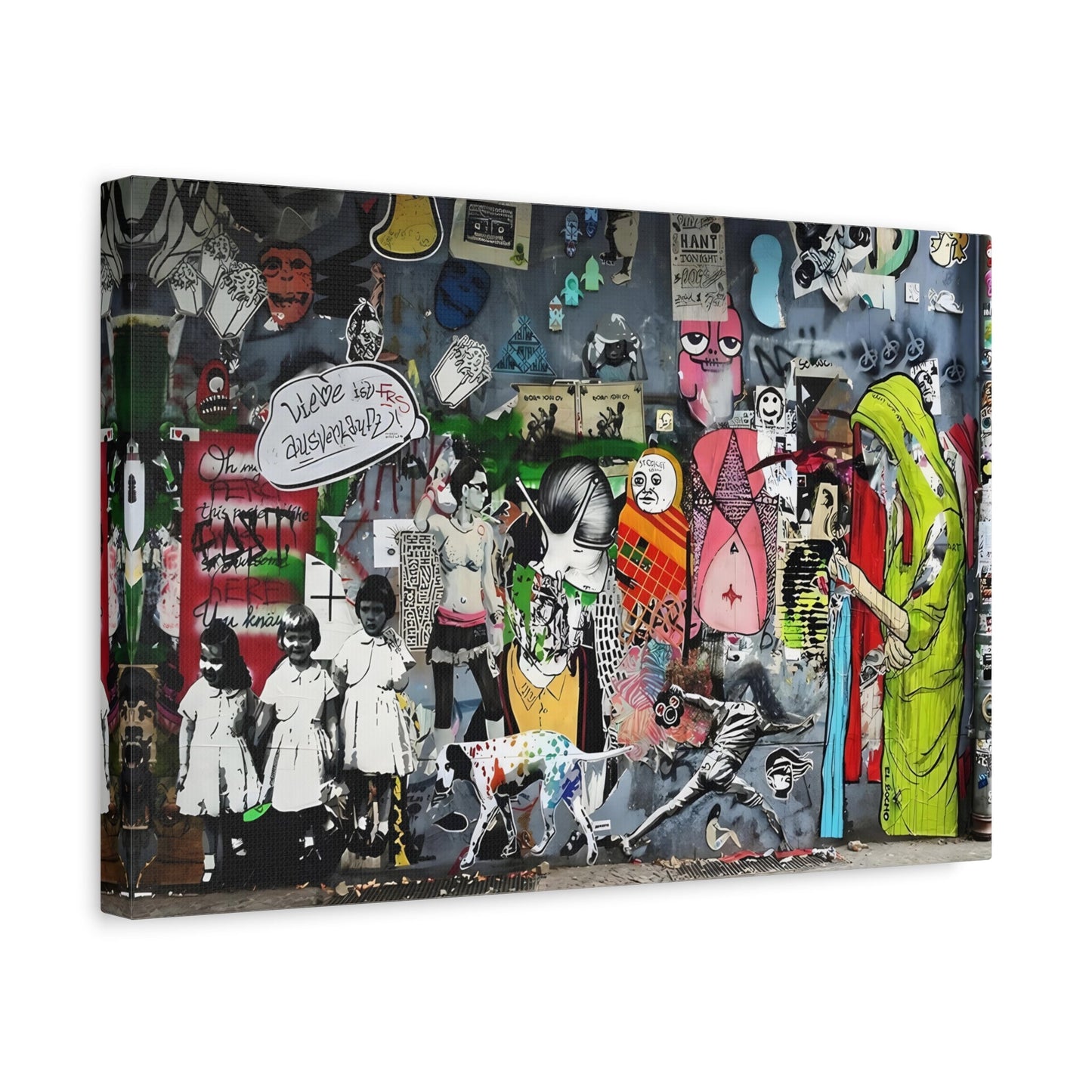 Banksy Wall Art Canvas Print - Street Graffiti Painting Style for Living Room