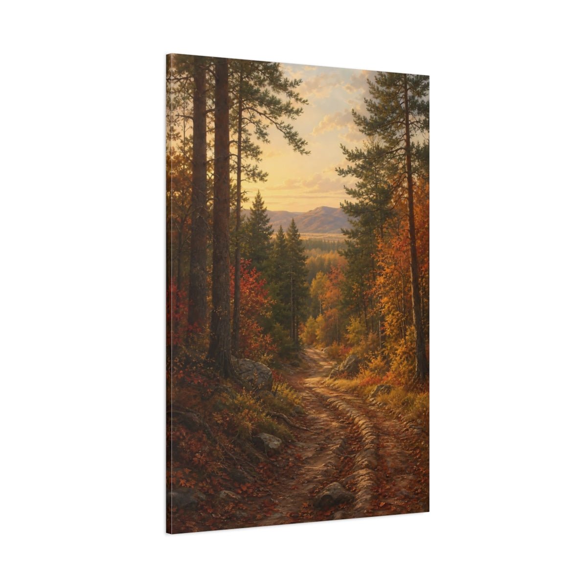Barbizon Inspired Forest Painting Old Sleigh Canvas Print – Realistic Living Room, Above Fireplace - YesArtYes