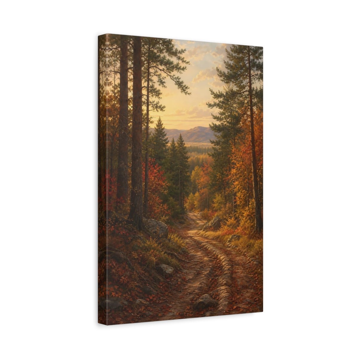 Barbizon Inspired Forest Painting Old Sleigh Canvas Print – Realistic Living Room, Above Fireplace - YesArtYes