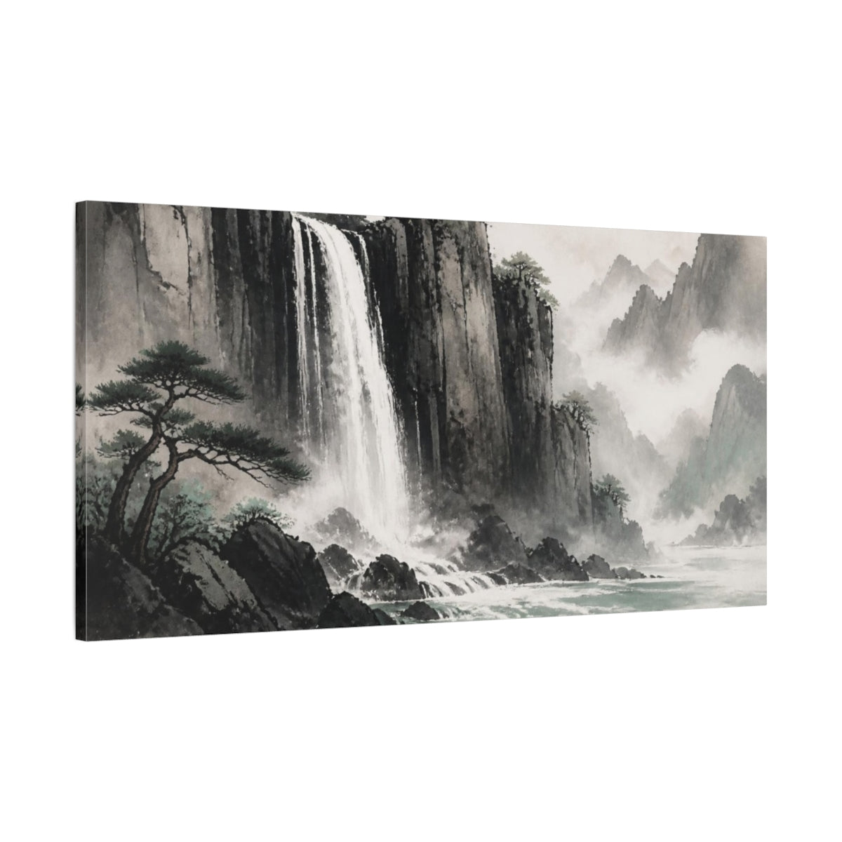 Main Mockup. Basalt Cliff Waterfall shown as canvas print