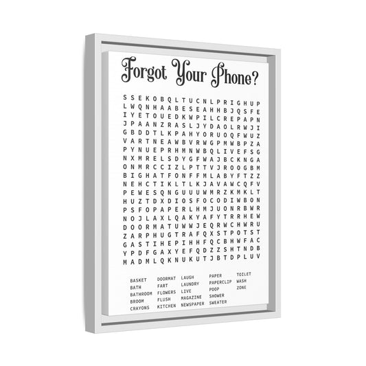 Bathroom Word Search Canvas Print - Rustic Modern Farmhouse Wall Art