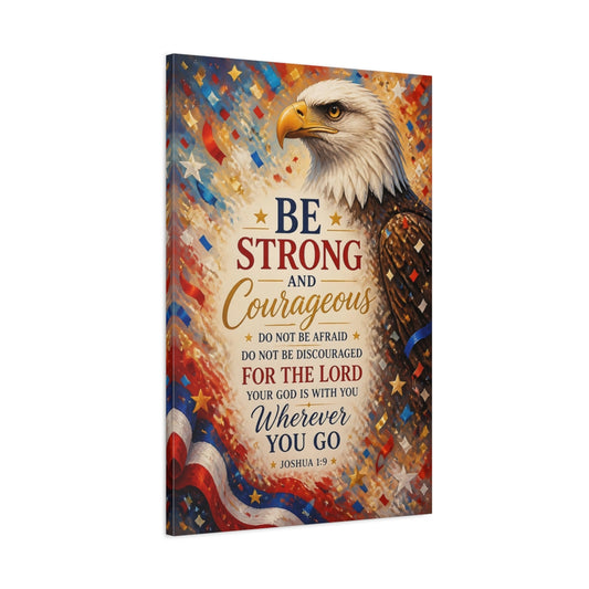 Main Mockup. Be Strong Eagle shown as canvas print