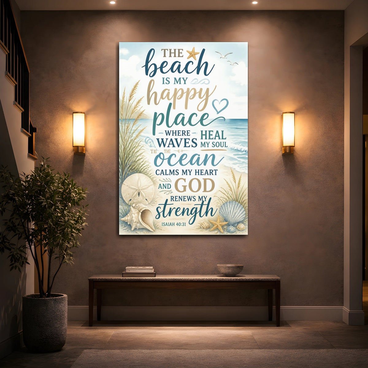 Mockup 2. Beach Happy Place shown as canvas print