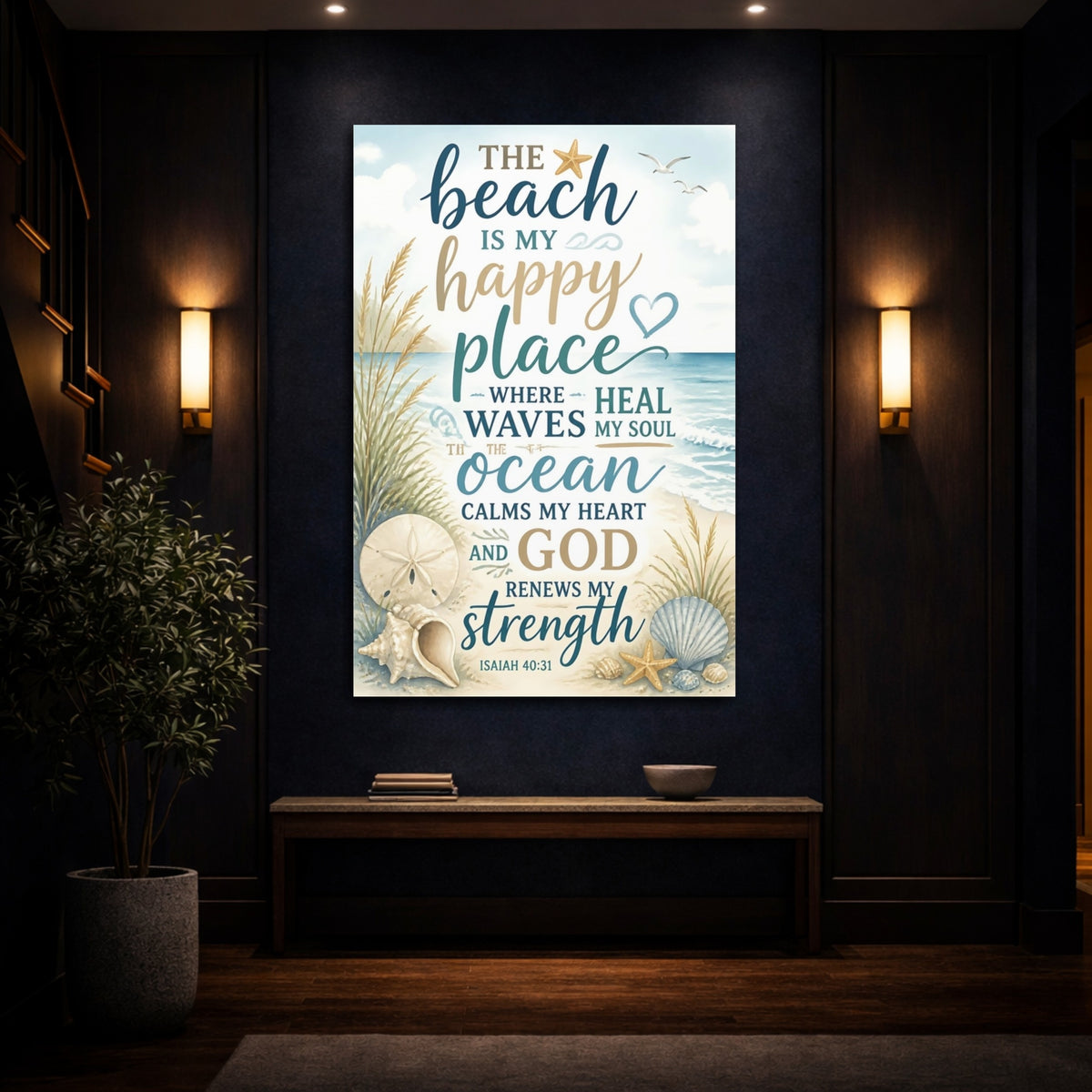 Mockup 4. Beach Happy Place shown as canvas print