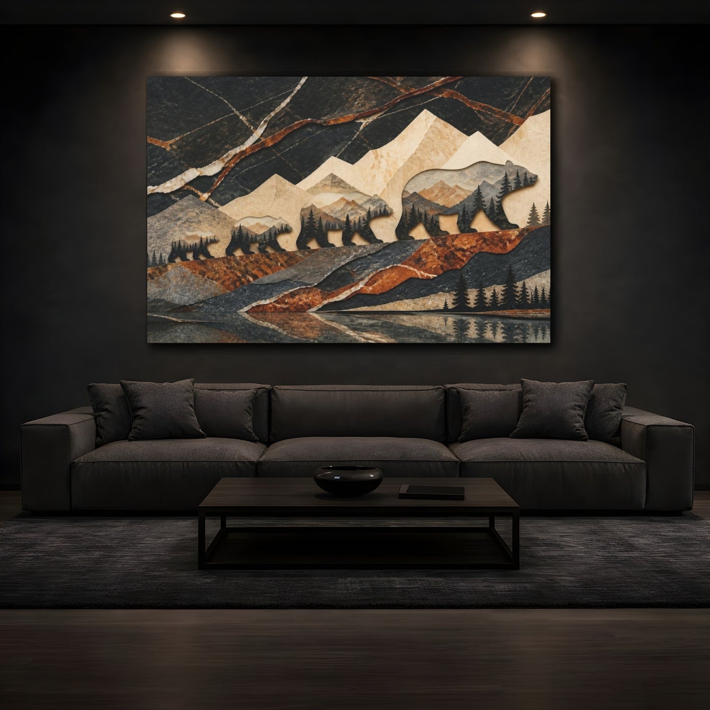 Mockup 3. Bear Family Nature Collage shown as canvas print