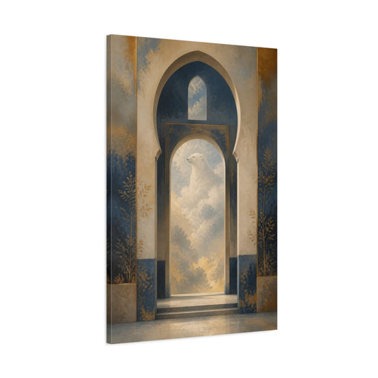 Main Mockup. Bear In The Clouds shown as canvas print