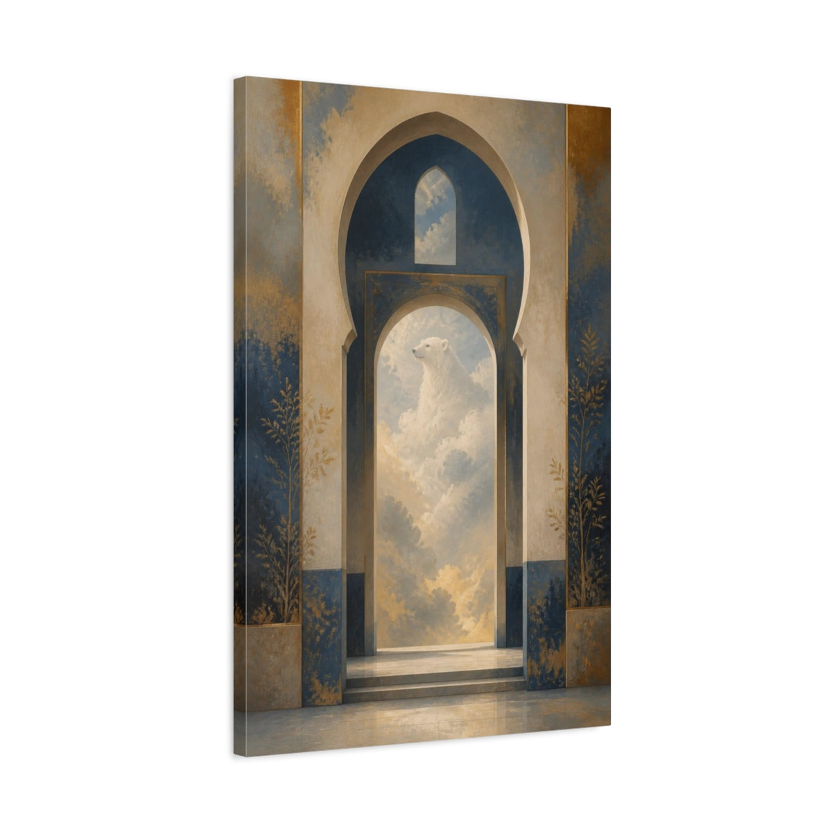 Side Mockup 2. Bear In The Clouds shown as canvas print