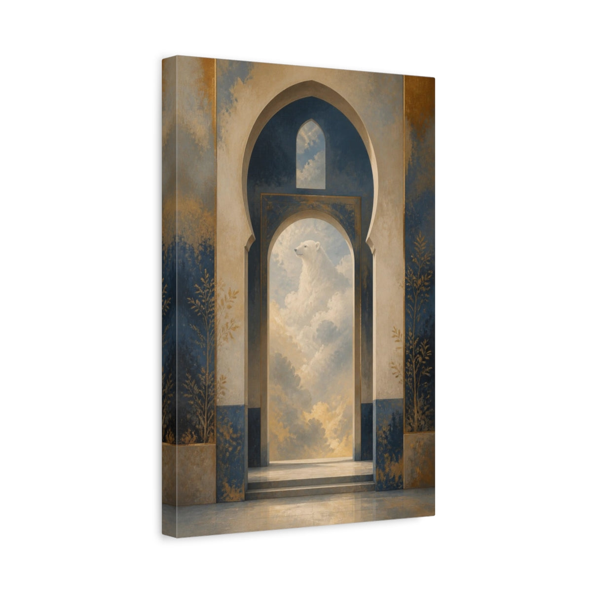 Side Mockup 4. Bear In The Clouds shown as canvas print