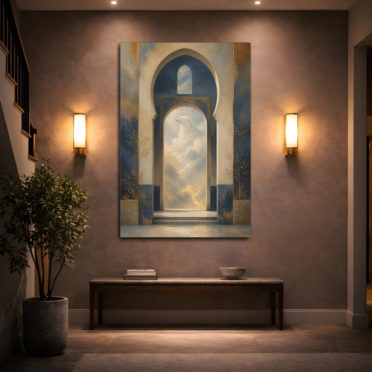 Mockup 2. Bear In The Clouds shown as canvas print