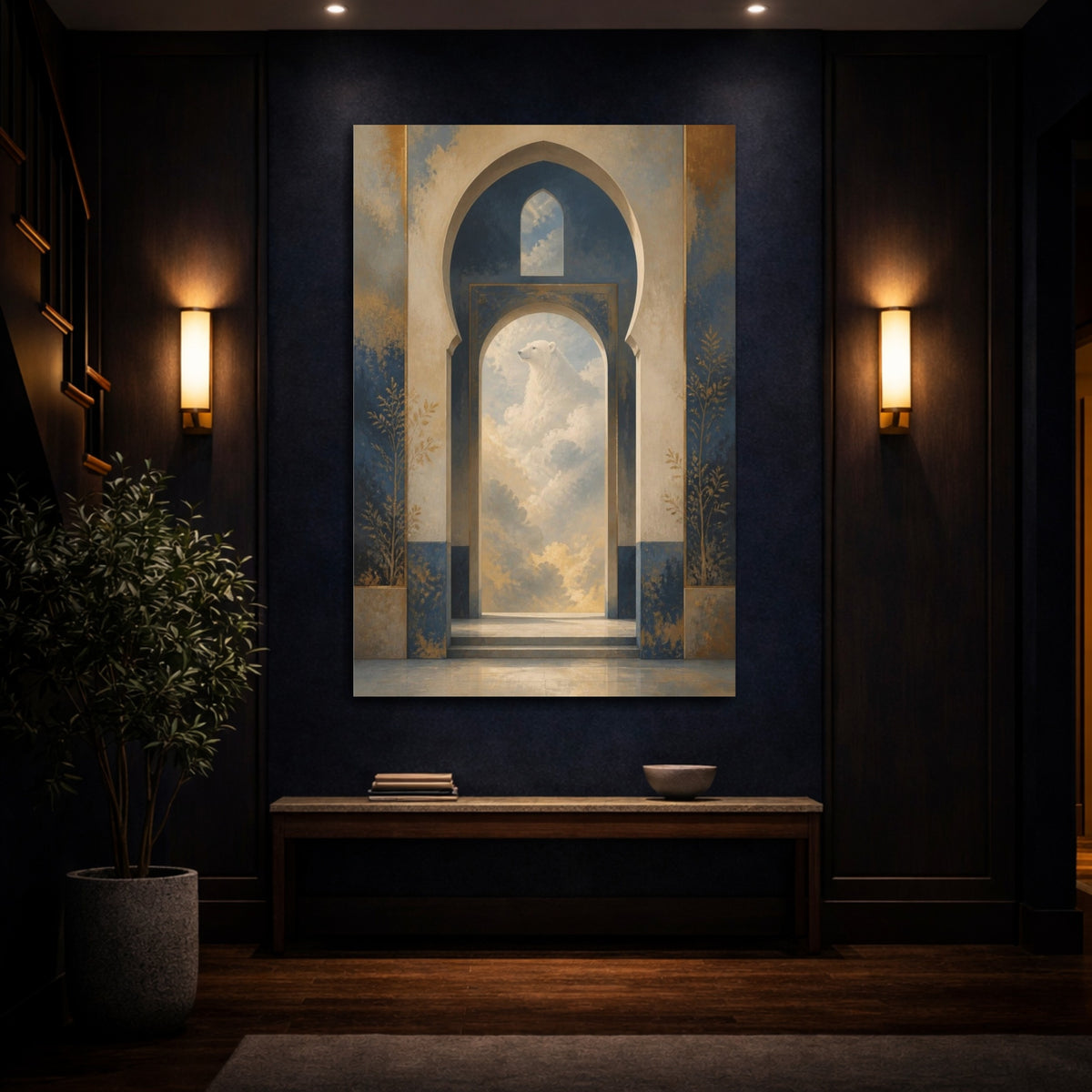 Mockup 4. Bear In The Clouds shown as canvas print