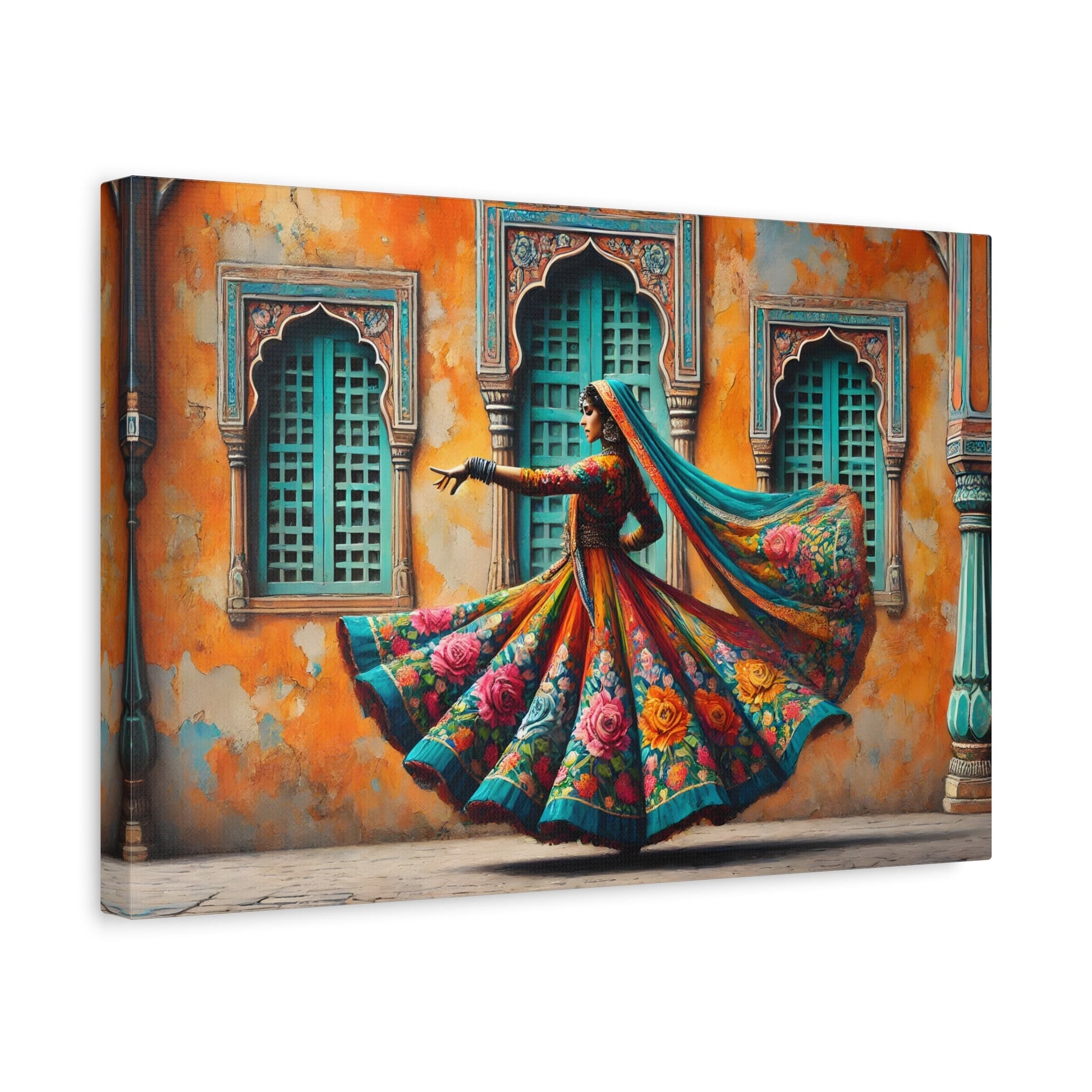 Beautiful Indian Woman Dancing Canvas Print, Rajasthan India Lady Wall Art - YesArtYes