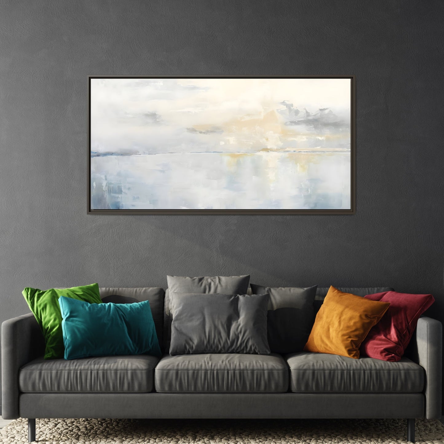 Big Wide Sea Framed Canvas - Abstract Watercolor Ocean Sunset Print - YesArtYes