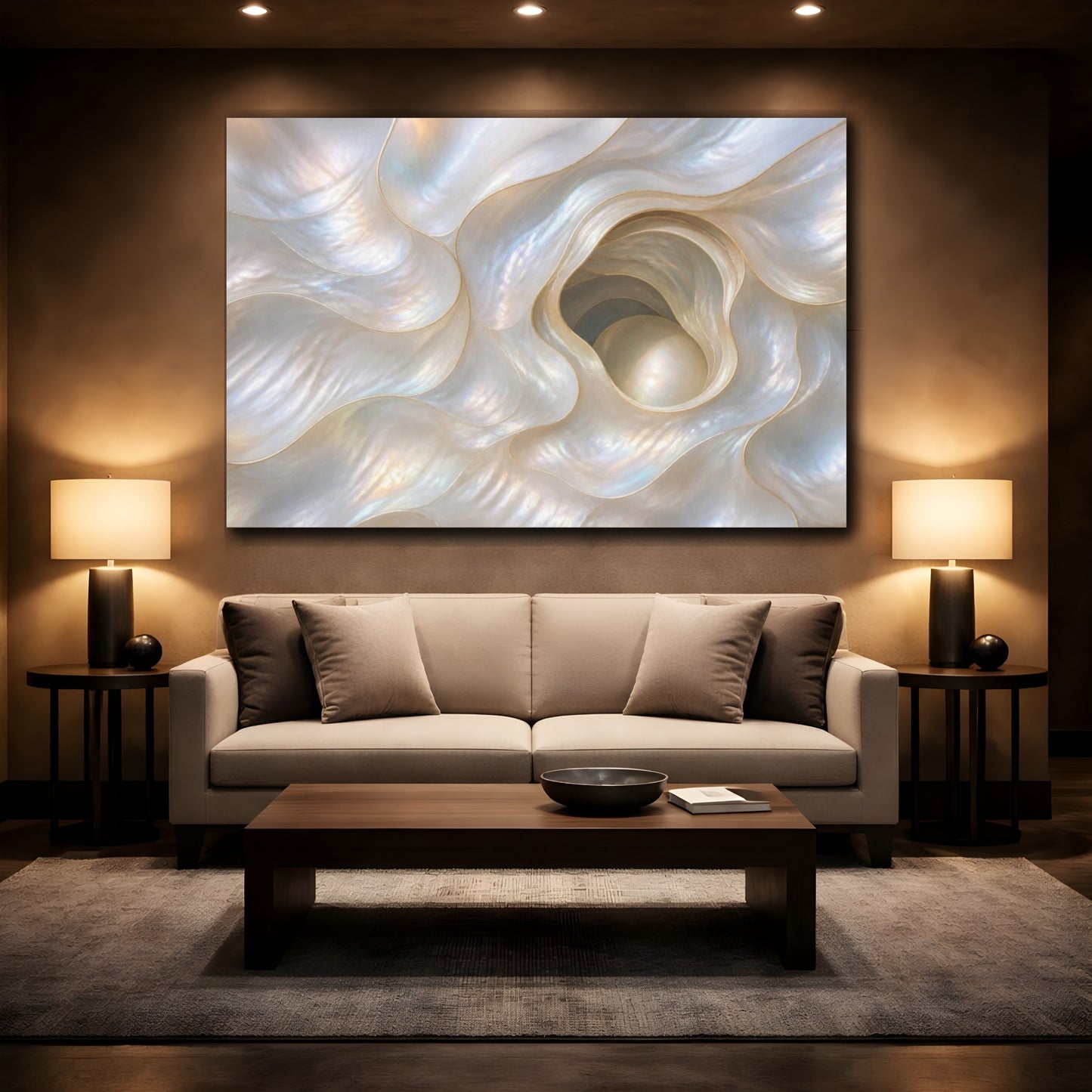 Mockup 2. Biophilic Pearl Opening shown as canvas print