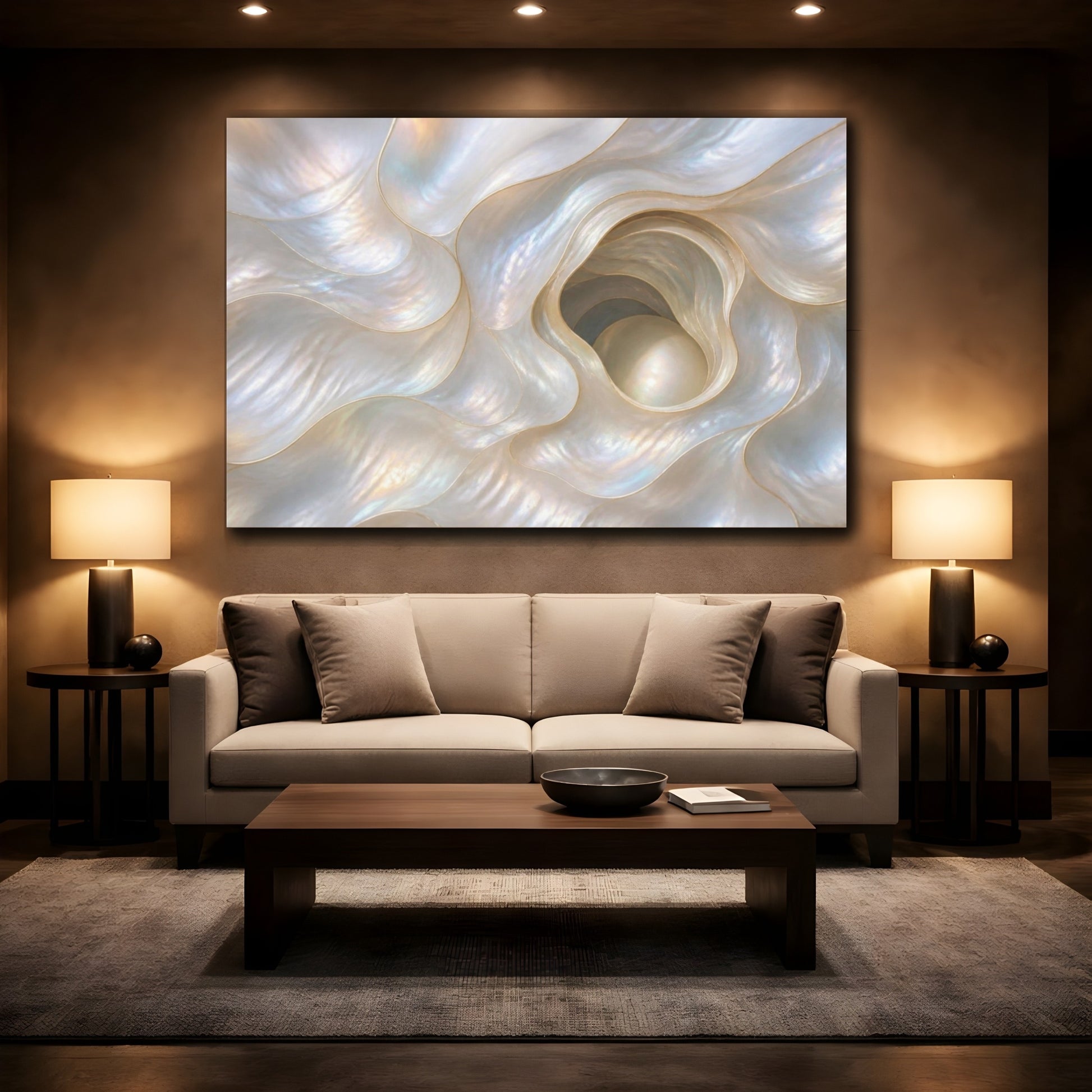 Mockup 2. Biophilic Pearl Opening shown as canvas print