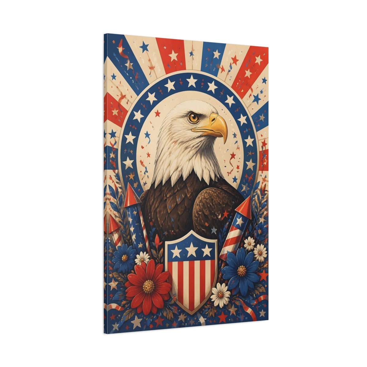 Birds Bald Eagle American Canvas Wall Art Print – Americana Living Room, Large - YesArtYes