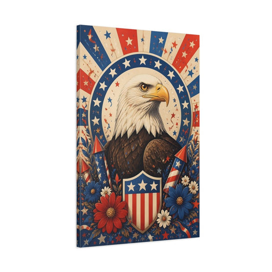 Birds Bald Eagle American Canvas Wall Art Print – Americana Living Room, Large - YesArtYes