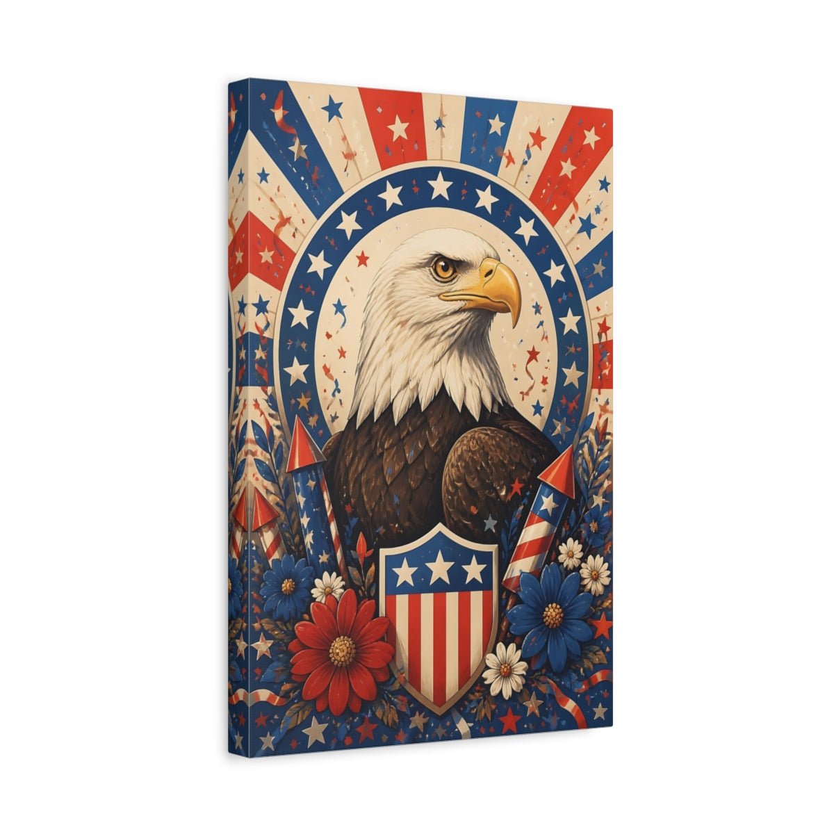 Birds Bald Eagle American Canvas Wall Art Print – Americana Living Room, Large - YesArtYes