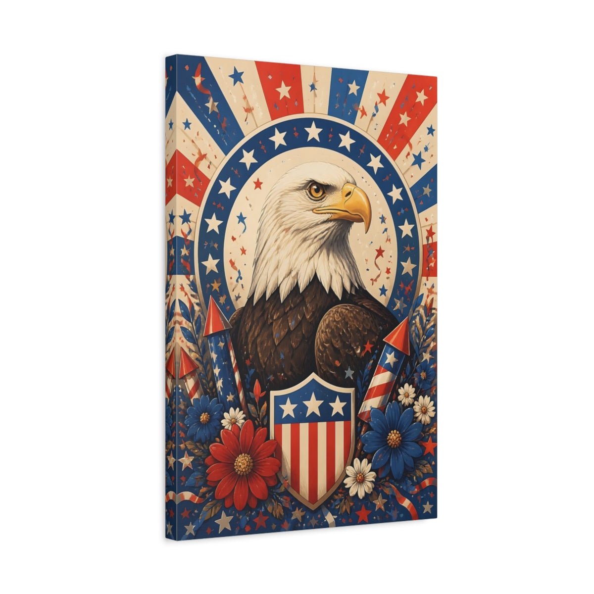 Birds Bald Eagle American Canvas Wall Art Print – Americana Living Room, Large - YesArtYes