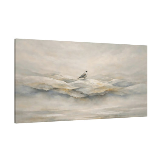 Main Mockup. Birds Bird Misty Bird Landscape shown as stretched canvas wall art