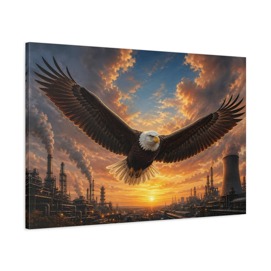 Main Mockup. Birds Eagle Brown And Orange shown as stretched canvas wall art