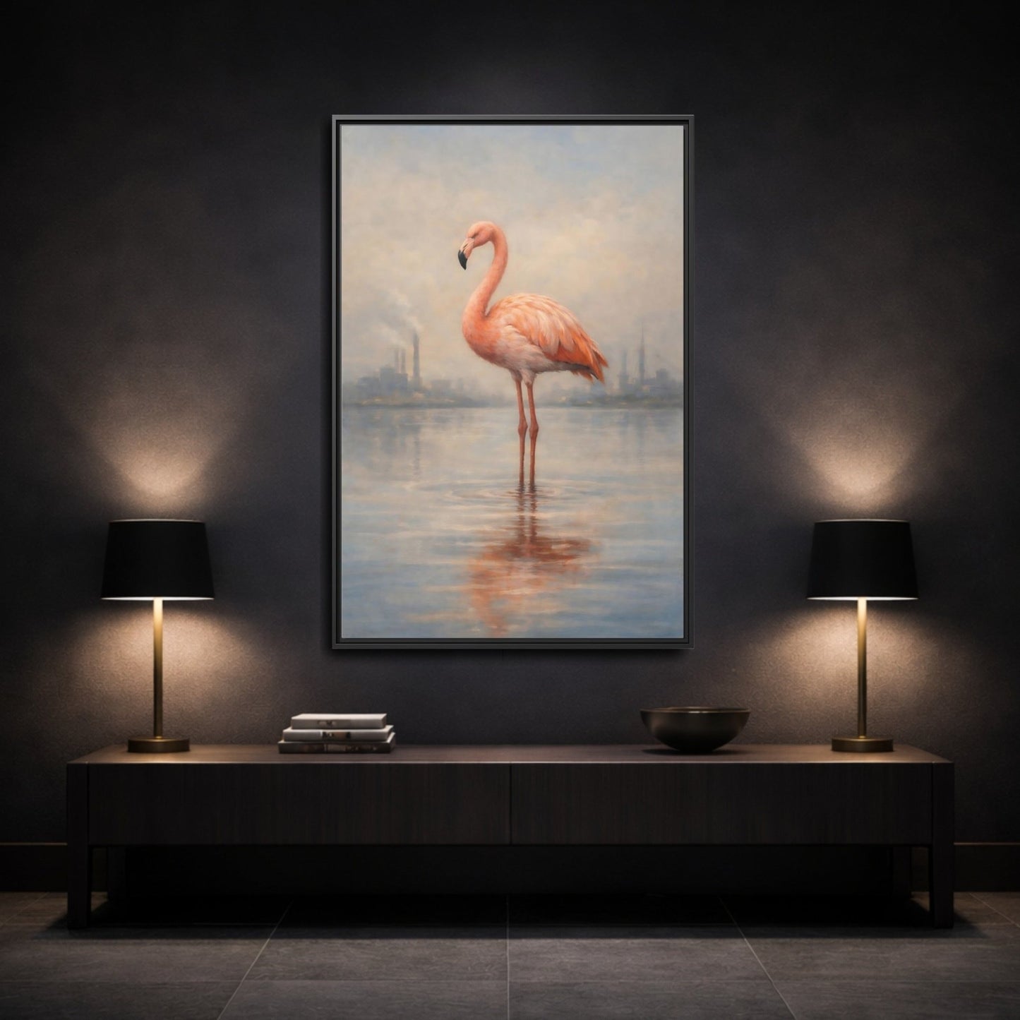 Birds Flamingo Pink - Framed Canvas Wall Art Print - YesArtYes
