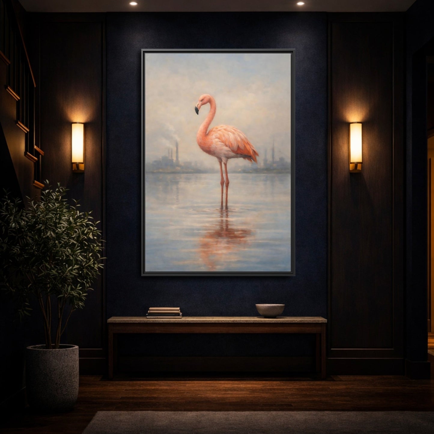 Birds Flamingo Pink - Framed Canvas Wall Art Print - YesArtYes