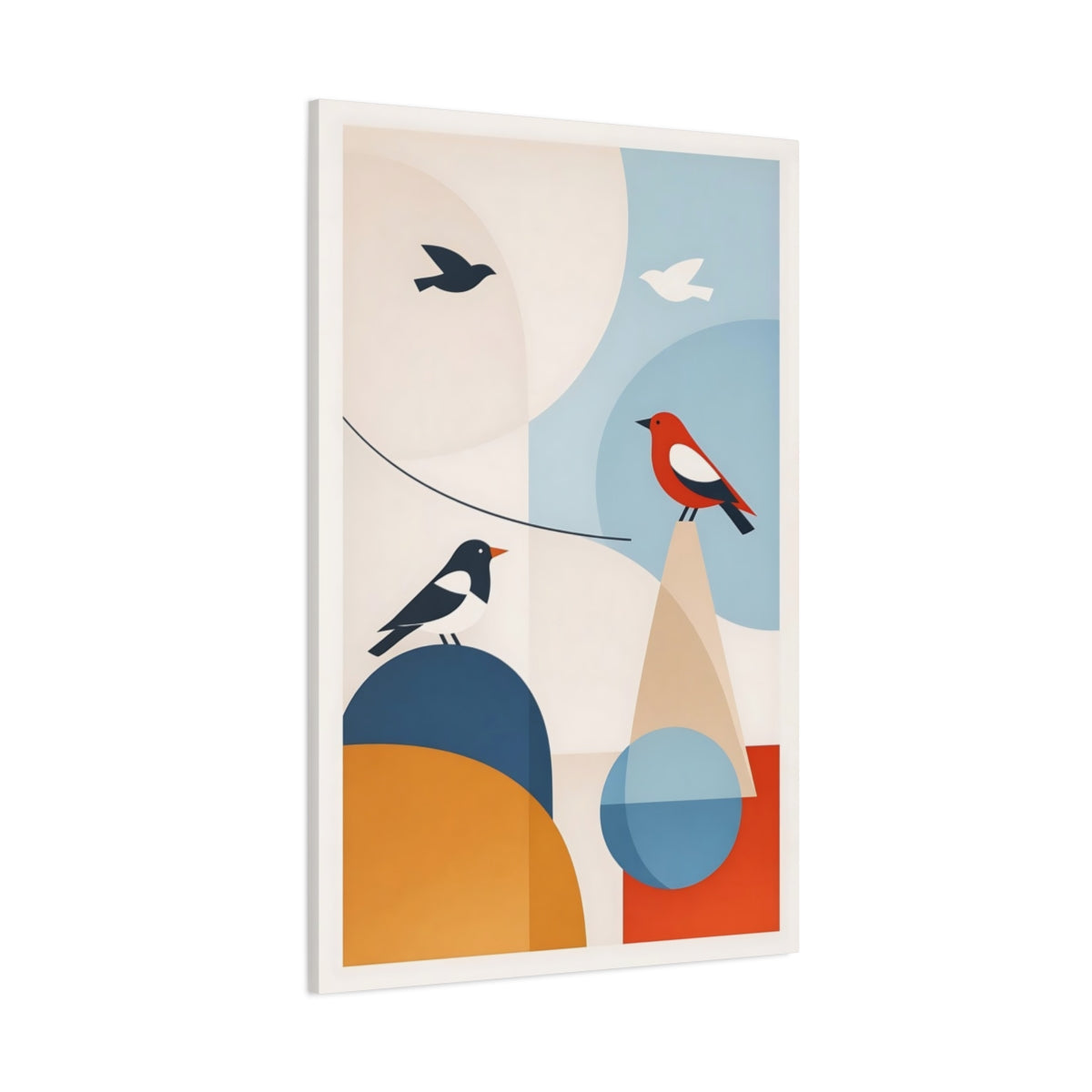 Main Mockup. Birds Geometric Birds Geometric Birds shown as stretched canvas wall art