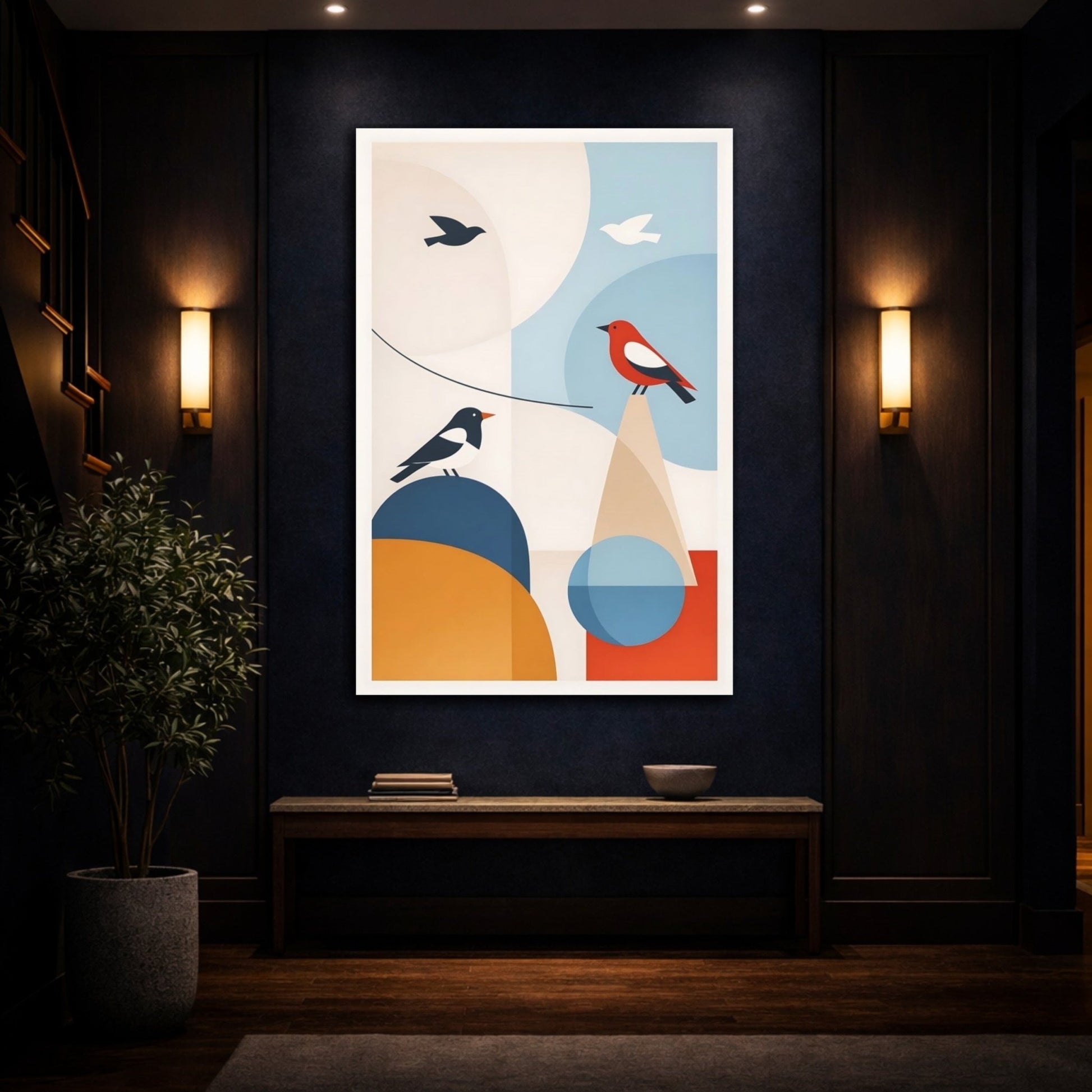 Birds Geometric - Canvas Wall Art Print - YesArtYes