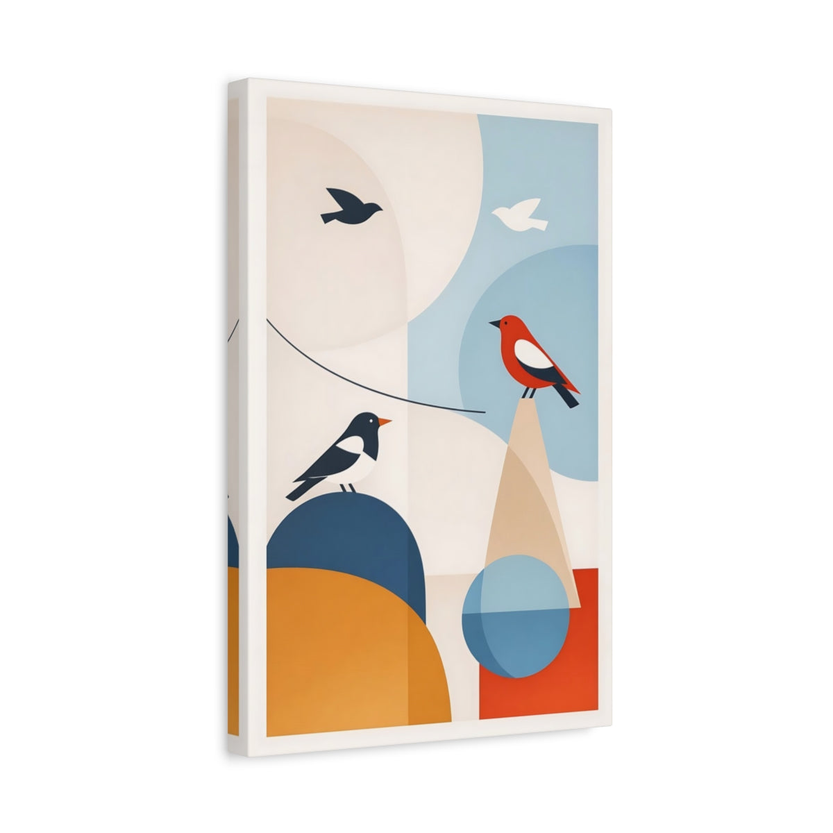 Side Mockup 4. Birds Geometric Birds Geometric Birds shown as stretched canvas wall art