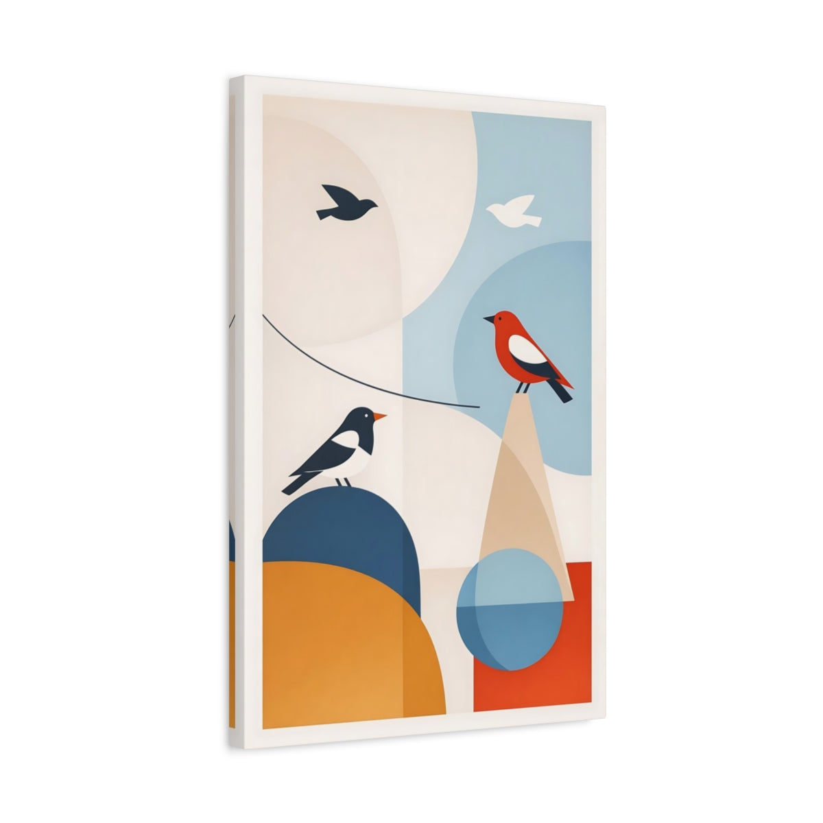 Side Mockup 3. Birds Geometric Birds Geometric Birds shown as stretched canvas wall art